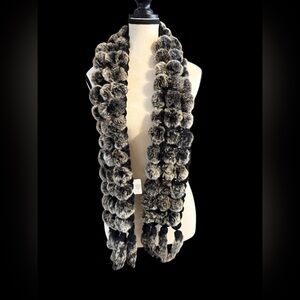 Vintage Mitchi’s Popcorn Rex scarf black frost rabbit fur scarf. NWT